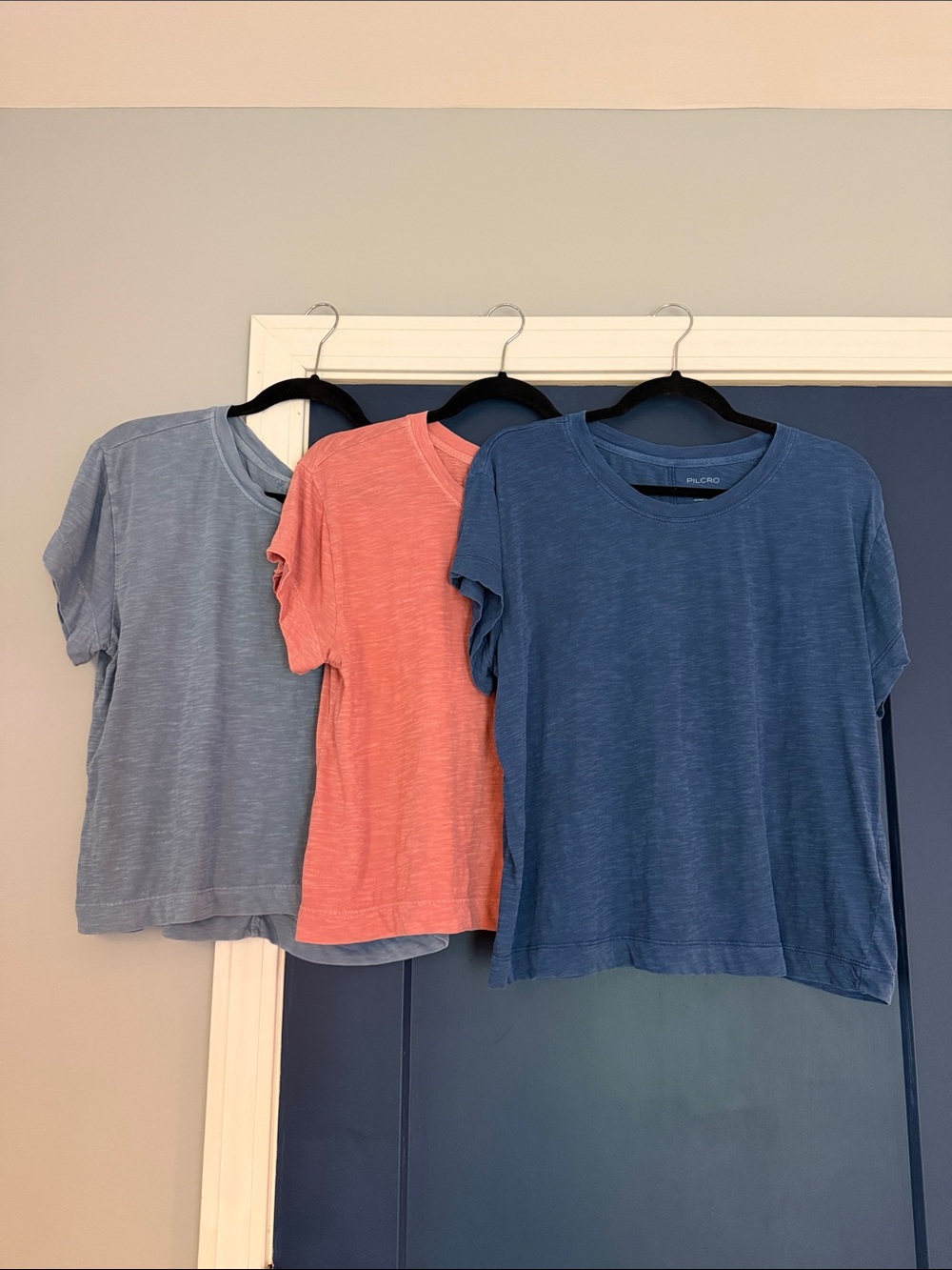3 pilcro Anthropologie short -Sleeve Tees Light Blue, Coral, Denim 100% COTTON